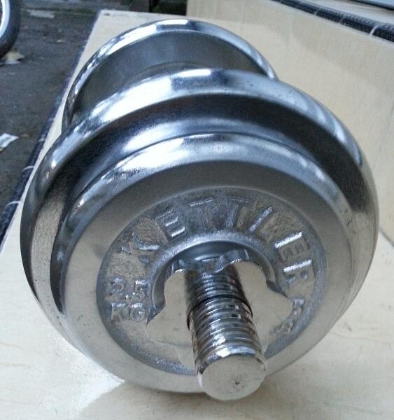 DUMBELL BARBELL KETTLER PLUS STICK CHROME BERAT TOTAL 17,5 KG