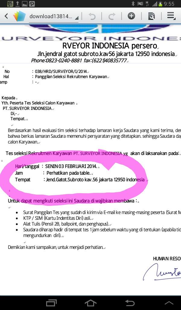 penipuan mengatasnamakan Asia tour dan travel berkedok panggilan kerja di PT SURVEYOR