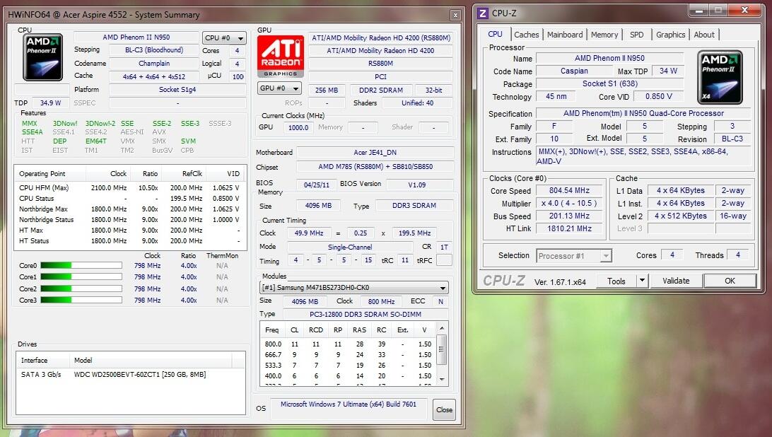UPGRADING Laptop Tua Acer Aspire 4552 CPU ke PHENOM II N950 QUADCORE