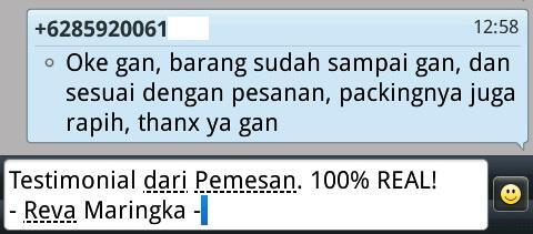Bukti Pengiriman dan Testimonial dari Pembeli