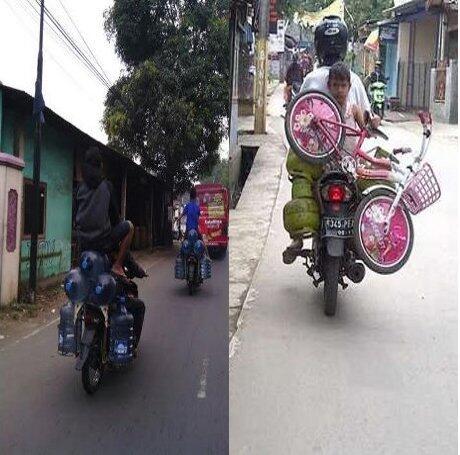 Jangan Ditiru, Aksi Nekat 'Bonceng Bahaya' Para Pemotor di Jalanan