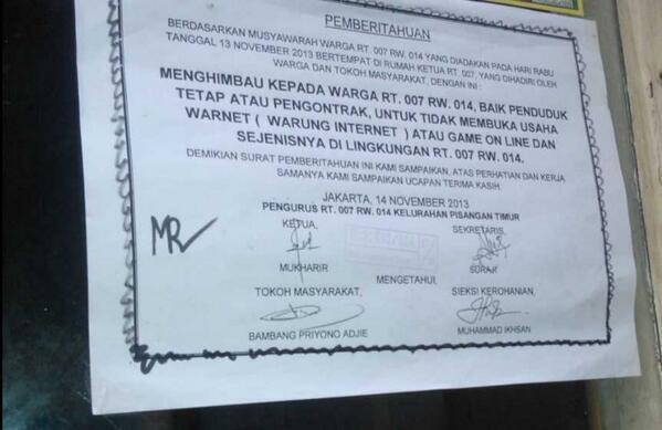 warnet ga bole buka