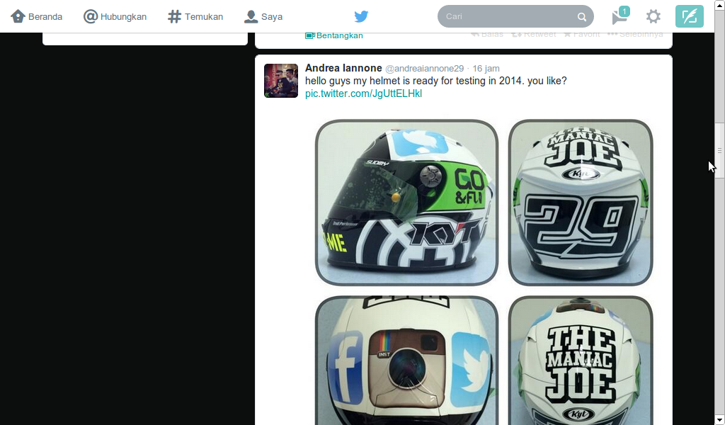 Helm K*T dipakai Pembalap MotoGP Andrea Iannone