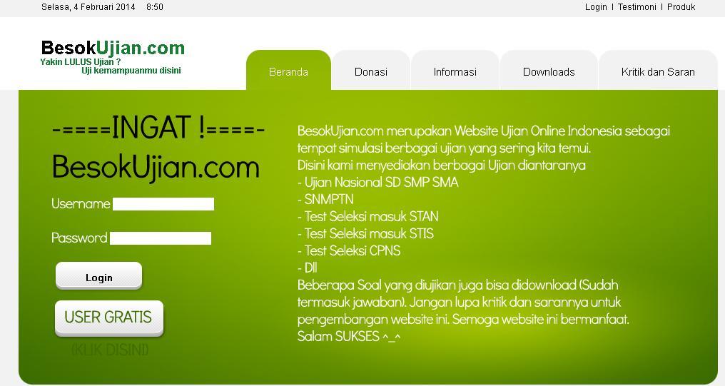 Pengen Ujian Online Gratis ?. Website ini pasti membantu