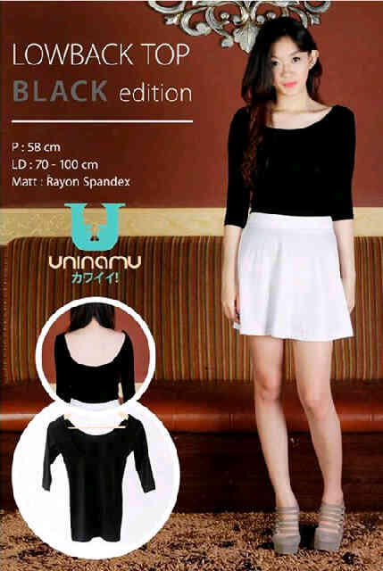SEXY LOWBACK TOP BLACK (BLUS HITAM POLOS)