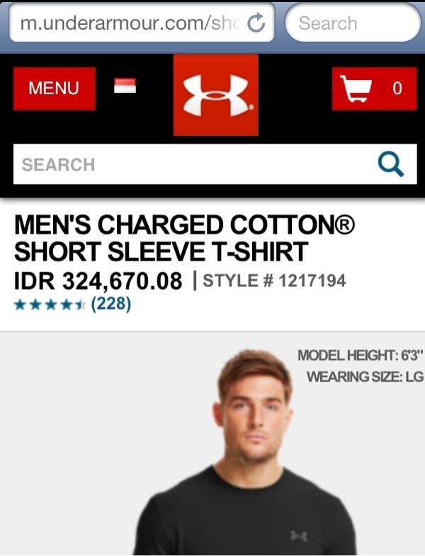 JUAL MURAH (@70k) UNDER ARMOUR MEN'S CHARGED COTTON SHORT-SLEEVES SHIRT