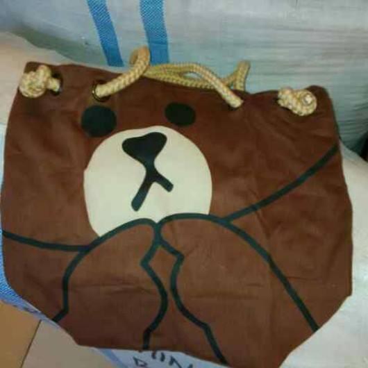 TAS TOTEBAG BROWN LINE TALI SUMBU READY !