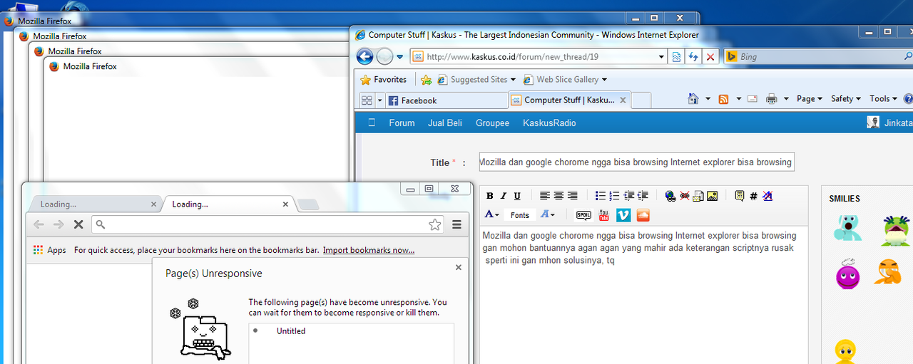 Mozilla dan google chorome ngga bisa browsing Internet explorer bisa browsing