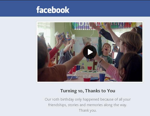 Facebook, Selamat Ulang Tahun Facebook yang ke-10