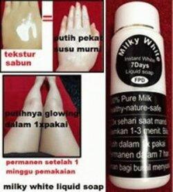 milky white liquid soap