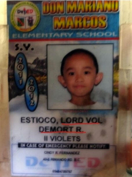 Seorang anak yang bernama Lord Voldemort Estioco