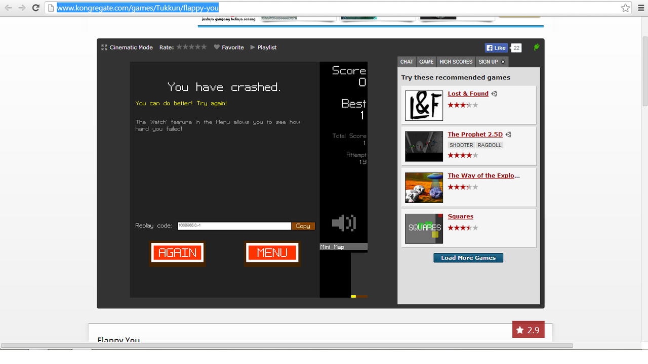 Apa rasanya jika anda menjadi burung? [Flappy Bird Versi Diri Sendiri]