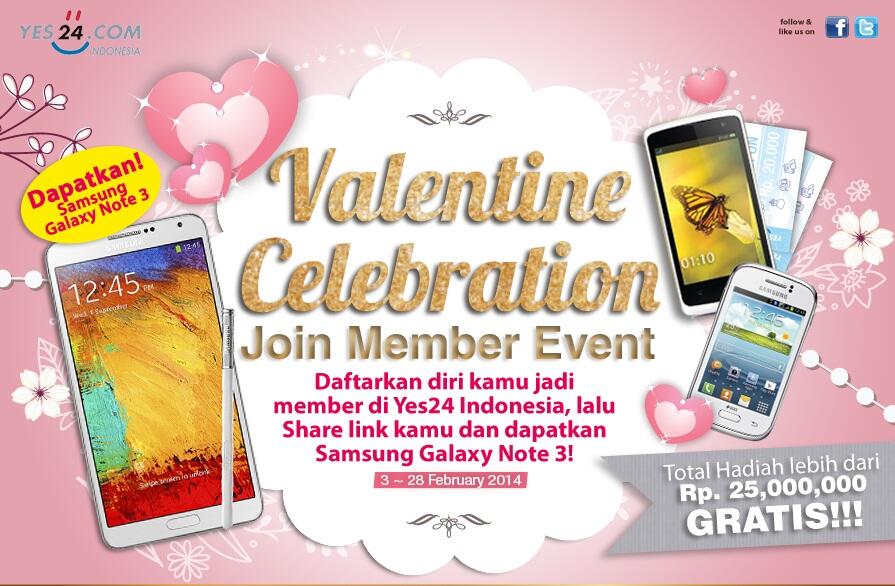 &#91;HOT&#93;Valentine Celebration YES24.COM INDONESIA! Berhadiah Samsung Galaxy Note 3, dll.