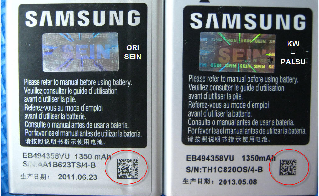 Batre Samsung ORI vs PALSU atau KW.