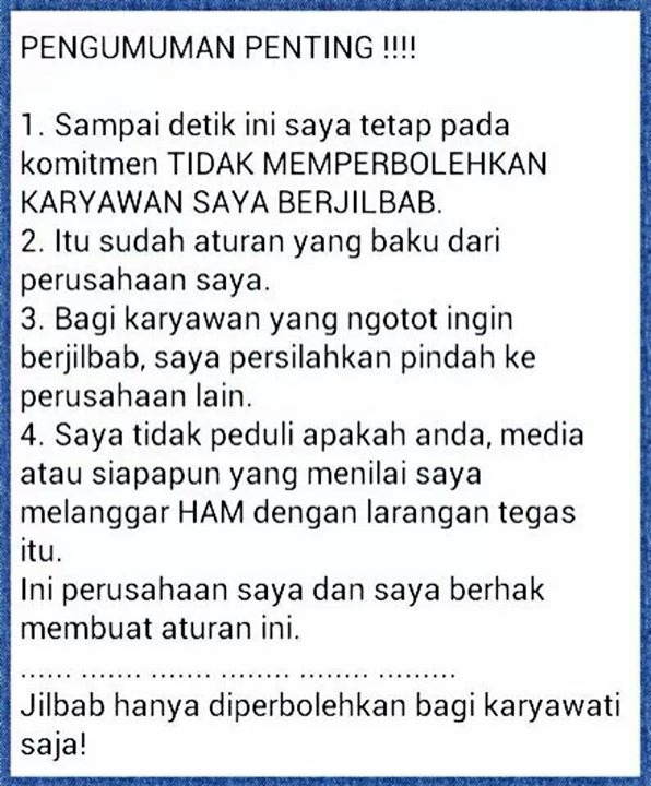 ( No Sara ) Jilbab dilarang