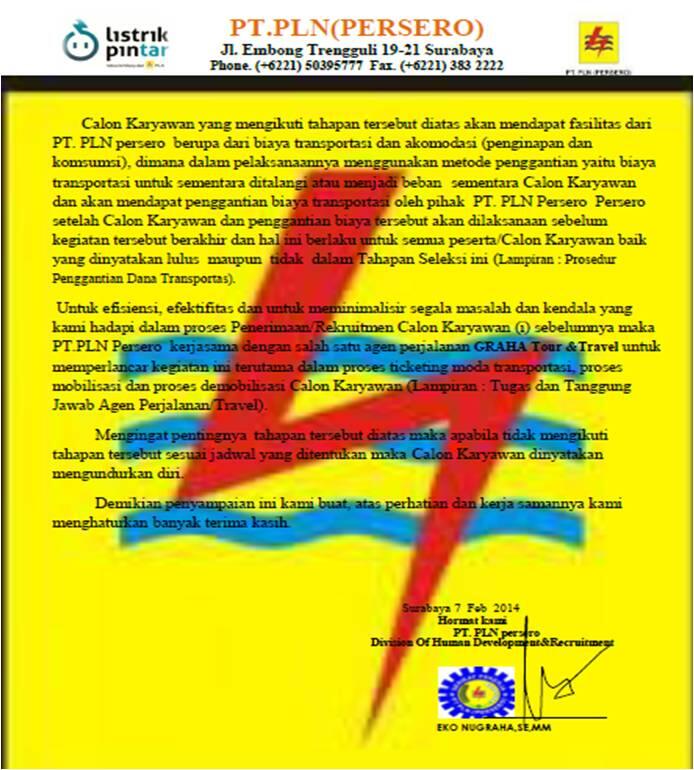 REKRUTMEN PLN PALSU *JOB SEEKER HARAP HATI-HATI !!!