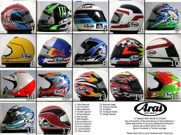 Pencurian Terbesar Abad 2000 - 17 UNIQUE ARAI HELMETS STOLEN