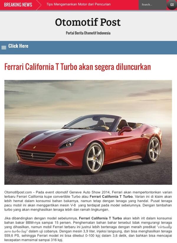 Mobil Ferrari California Turbo yang akan segera di lounching nih gan