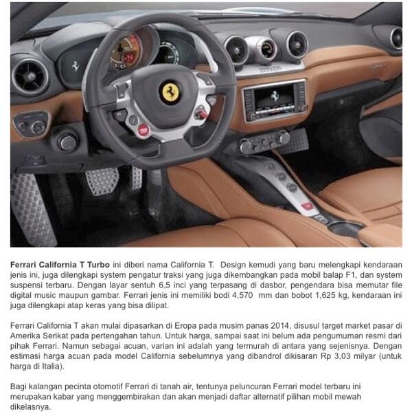 Mobil Ferrari California Turbo yang akan segera di lounching nih gan