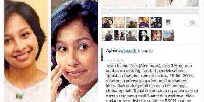 (Udah ketemu di kamar 1032) Polisi: Titis Menghilang karena Ada Masalah Keluarga 