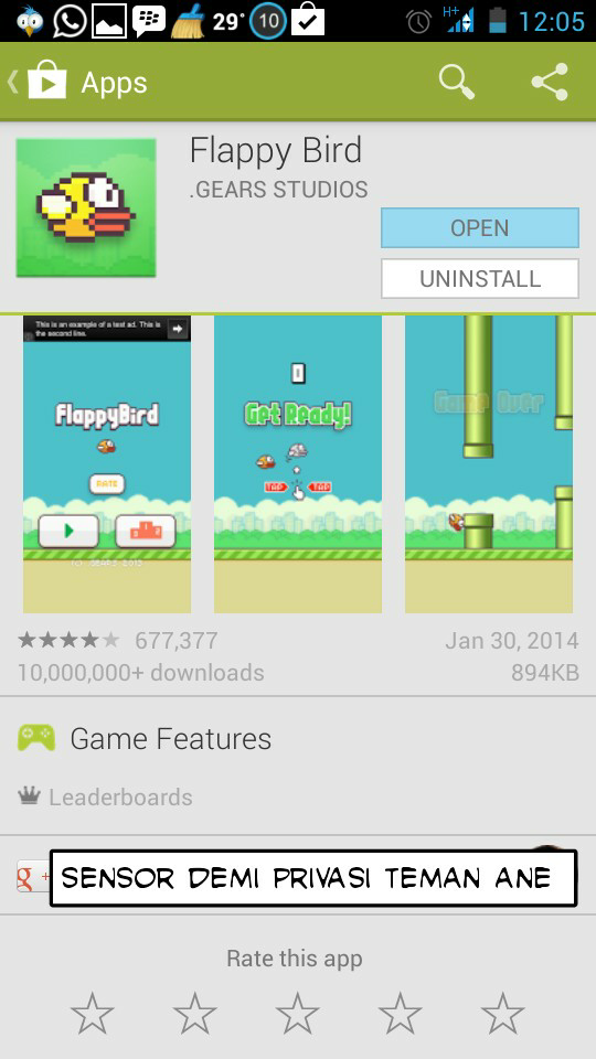 Flappy bird masih bisa di download di google play store