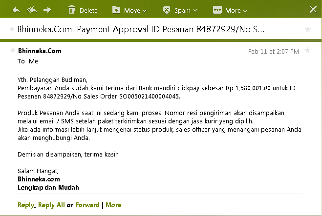 Uneg-Uneg Belanja Online di BHINNEKA.COM