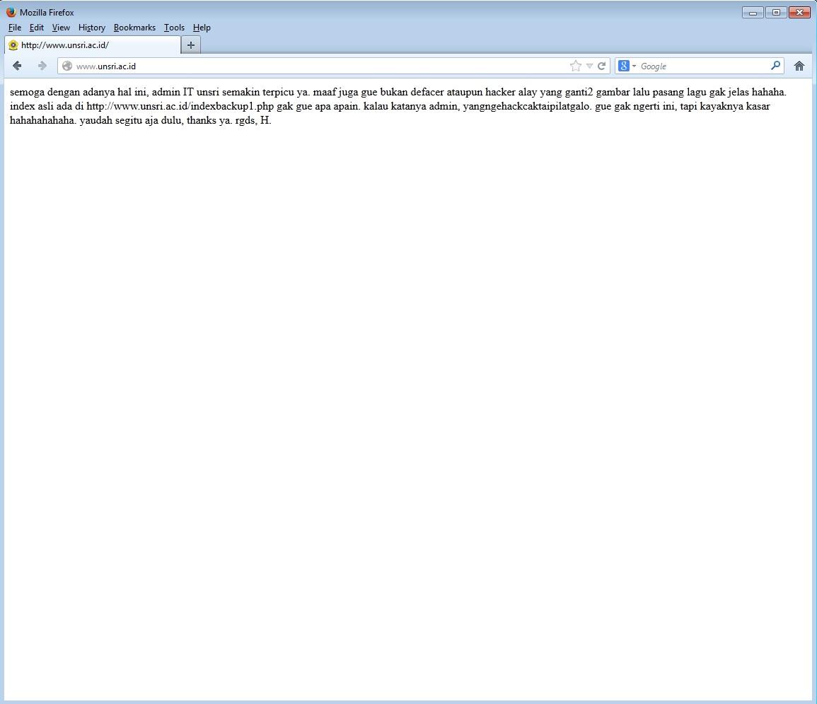 WWW.UNSRI.AC.ID kena hack