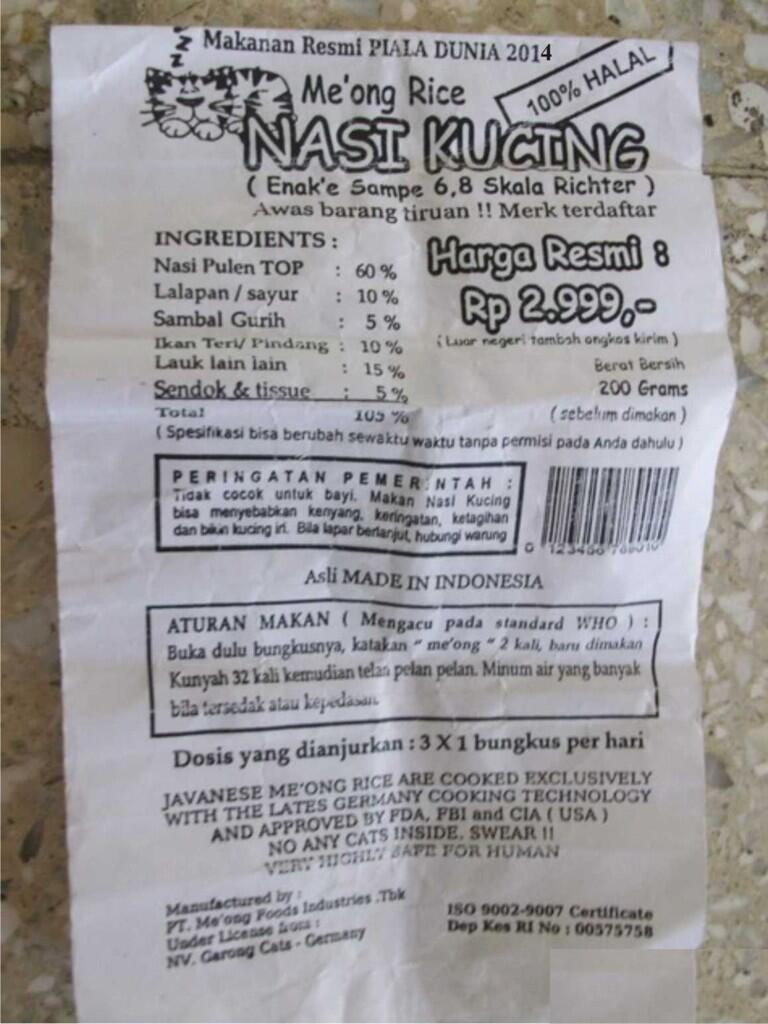 Brosur Nasi Kucing Paling Koplak dan Bikin Ngakak, Gan!