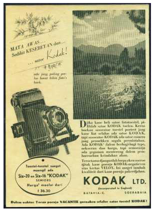 Iklan kuno dari jaman belanda , Kamera atau Toestel merk KODAK