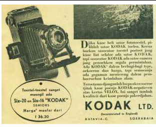 Iklan kuno dari jaman belanda , Kamera atau Toestel merk KODAK