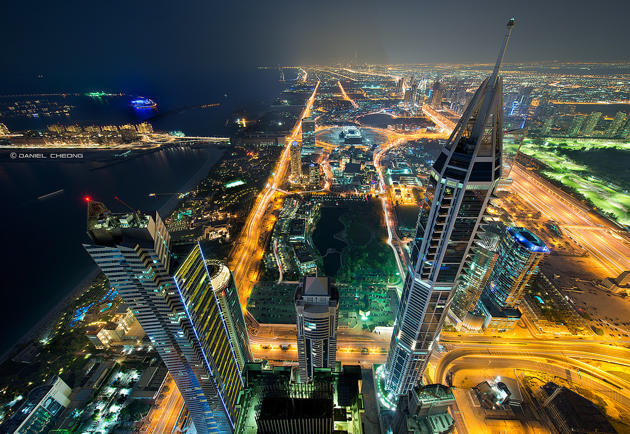 Lanskap Berwarna Dubai dari Langit