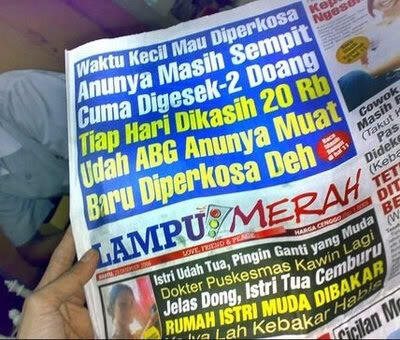 Judul-Judul Konyol dan Gila Koran Lampu Merah..!!