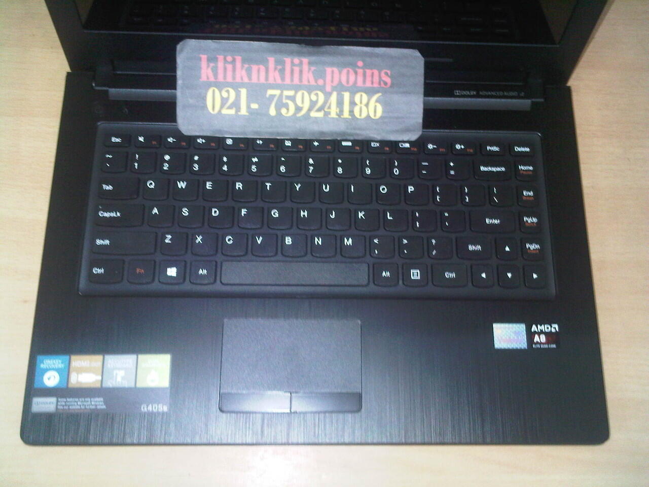 jual laptop murah LENOVO IdeaPad G405S-7577, Black @kliknklik.poins. READY.!!
