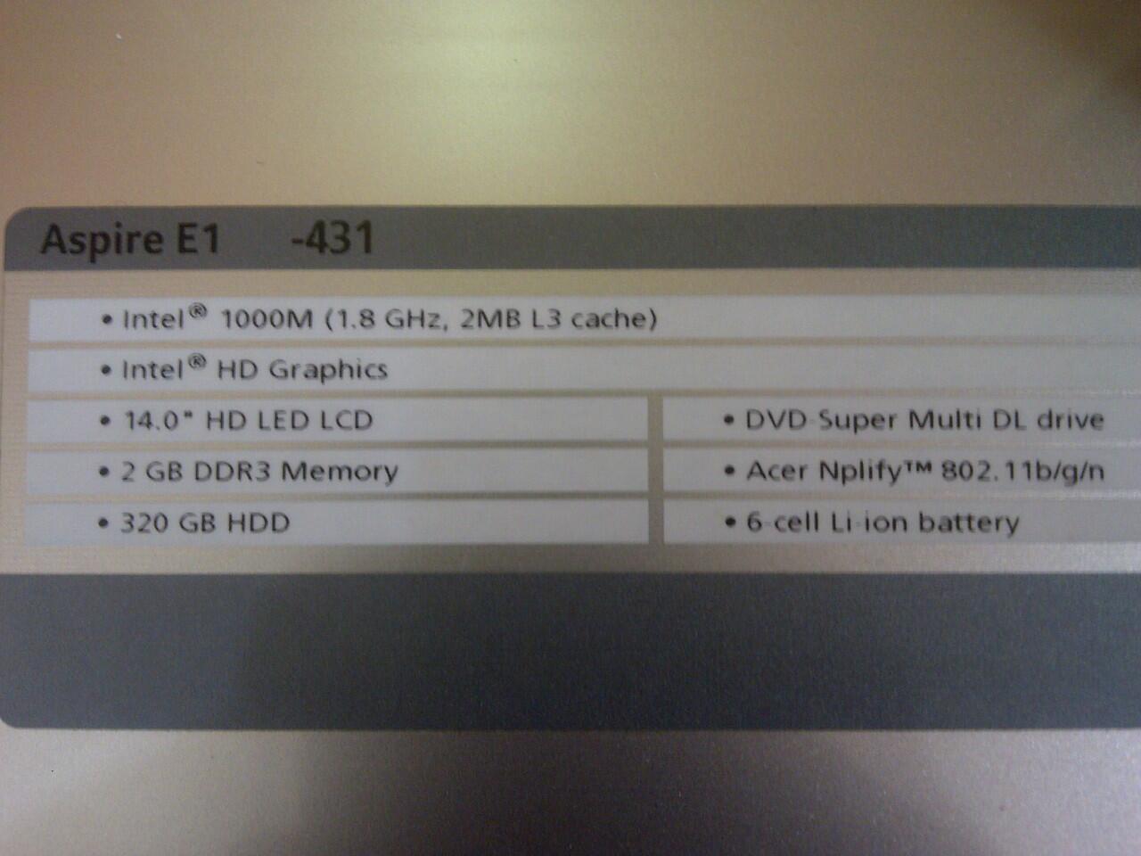 ACER ASPIRE E1