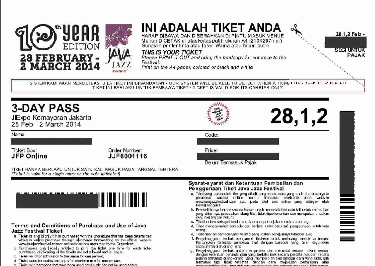Jual Tiket Java Jazz 3 day pass muraah