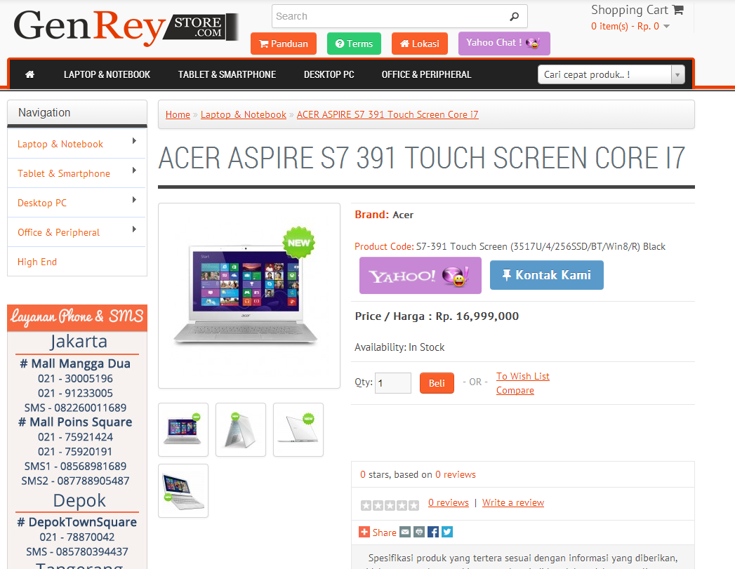 ULTRABOOK ACER ASPIRE S7-391 CORE i7 SSD 256GB TOUCHSCREEN MULUS 99%