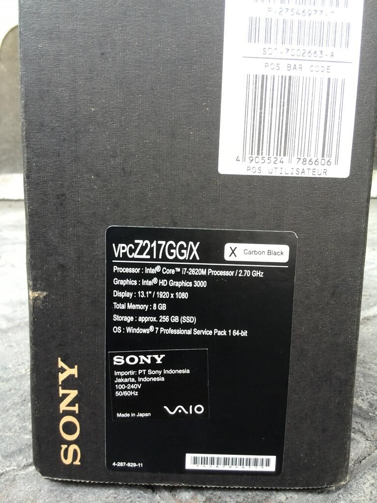 rare-sony vaio z217 carbon black fulset dan mulus