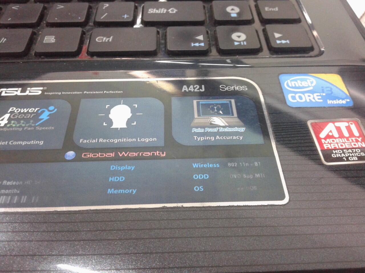 Laptop asus A42J cor i3 ram 4G HD 320G bs di TT semarang