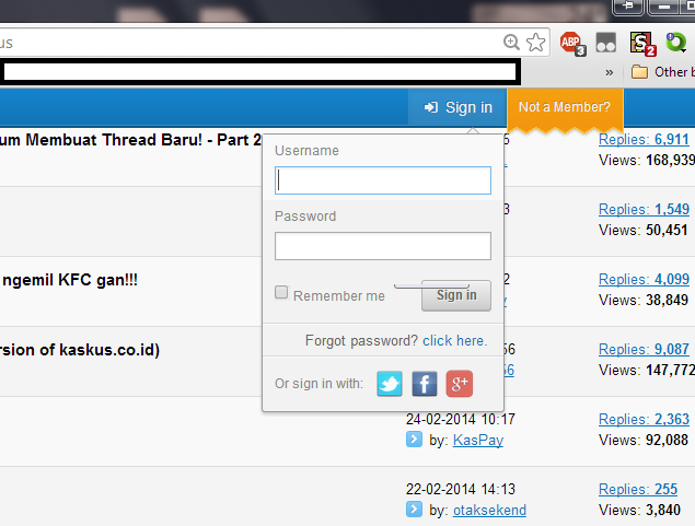 tanya: username ID kaskus tidak tersimpan di browser chrome beserta passwordnya