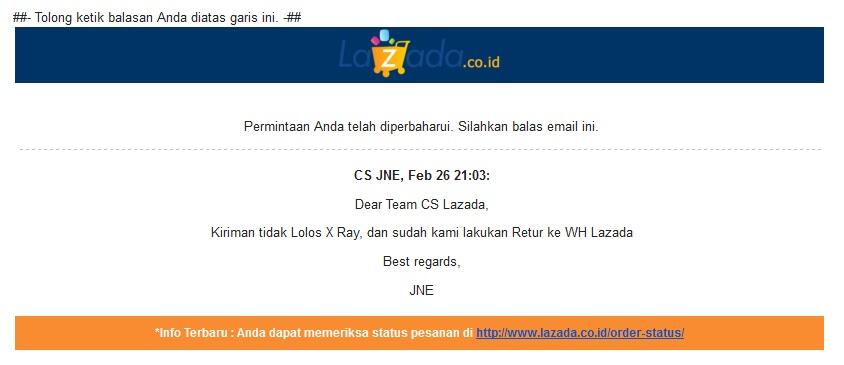 Kecewa Dengan Pelayanan LAZADA dan JNE,Saling Lempar Tanggung Jawab