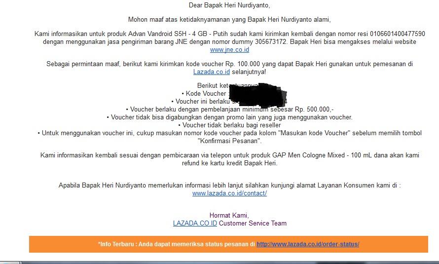 Kecewa Dengan Pelayanan LAZADA dan JNE,Saling Lempar Tanggung Jawab