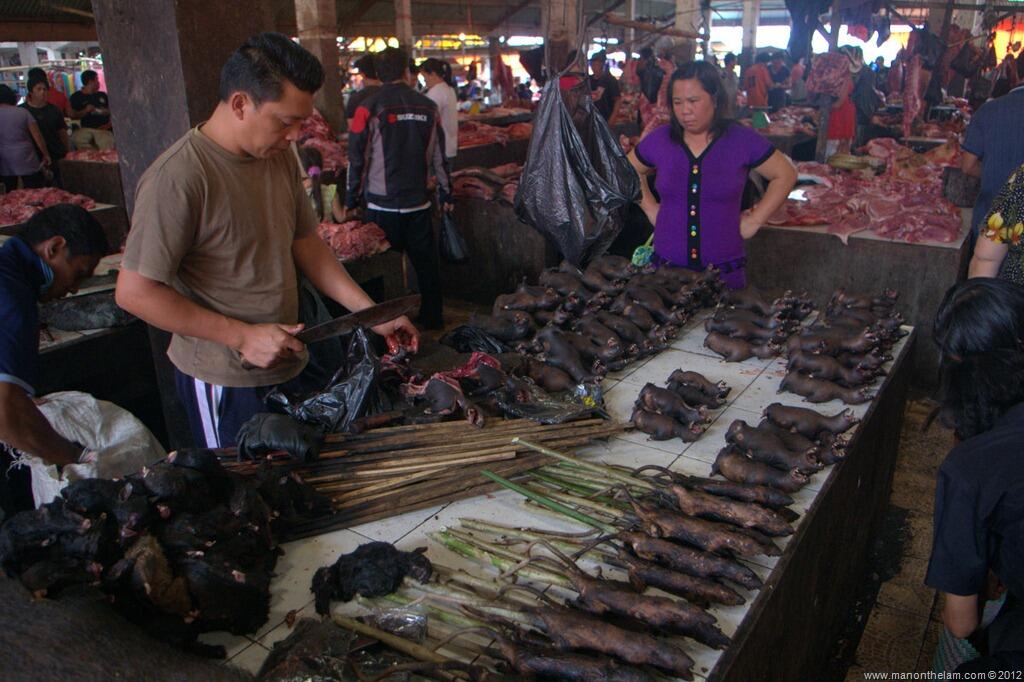 Bule mual mual di horror nya pasar tradisional Kota Tomohon, Sulawesi Utara