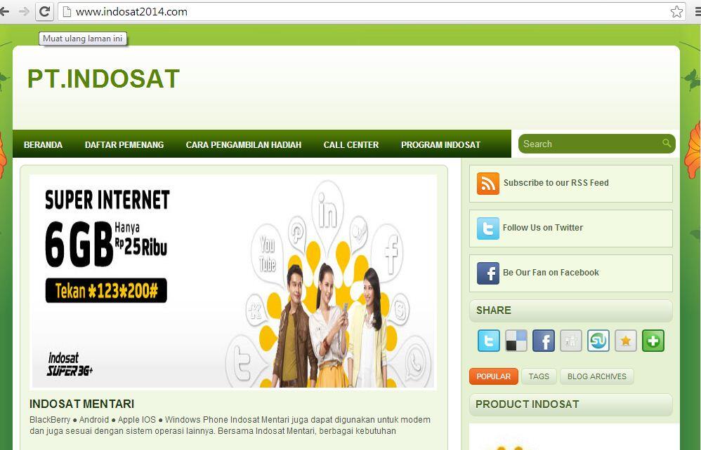Hati - Hati website Indosat2014.com adalah Penipu
