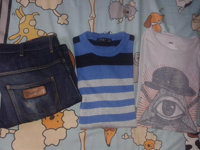 Wrangler Spencer Slim Fit sz. 32, Skyline Knitwear, T-Shirt One Oyes
