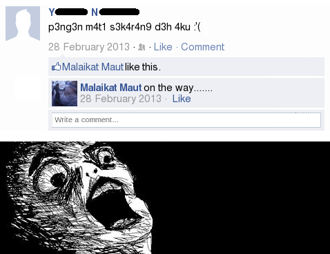 saat malaikat maut komen status kliennya...