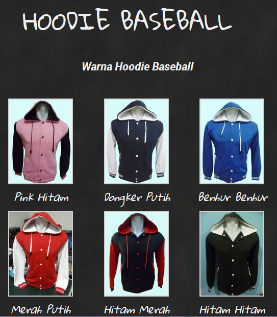 Jaket Hoodie baseball Varsity Polos distro berbagai pilihan warna bahan Cotton Fleece