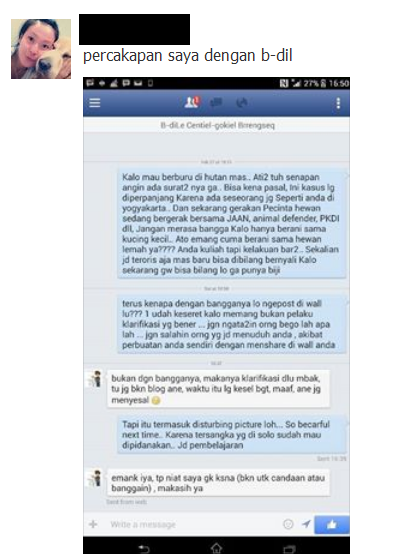 Klarifikasi dari B-dile aka Fadhilah terkait thread 'buronan baru cat lover masukkk!'