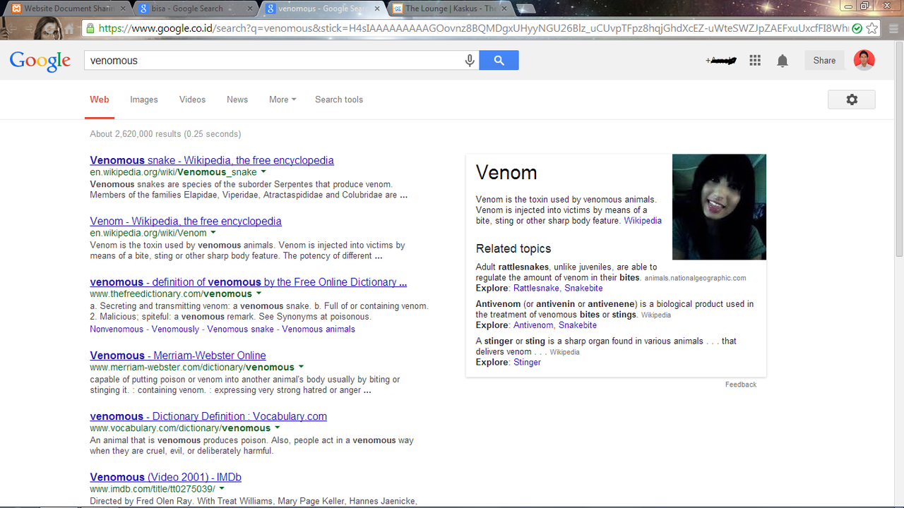 &#91;ANEH&#93; Coba cari kata 'Venom' / 'Bisa' di google.co.id
