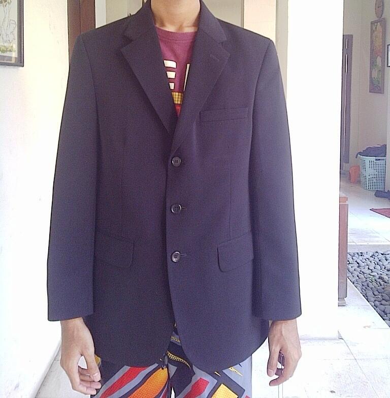 Jas Hitam Formal Pria merek Lawell size 48 bonus celana