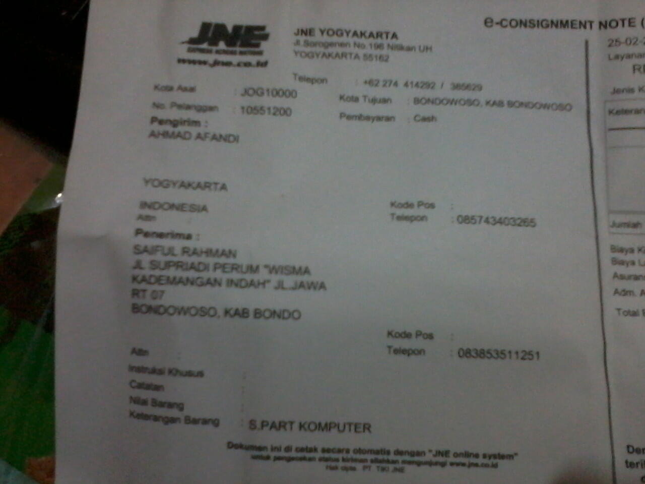 HELP ME!!! Kasus Penipuan 25 Feb 14 dari Yogyakarta ke Bondowoso